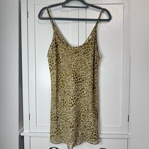 Victoria’s Secret Y2K Leopard Satin Slip Chemise Dress Medium Vintage Lingerie